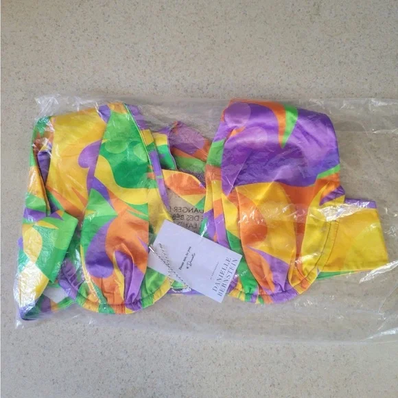 DANIELLE BERNSTEIN Underwire V neck Bra Top Bustier colorful NWT - Picture 5 of 6